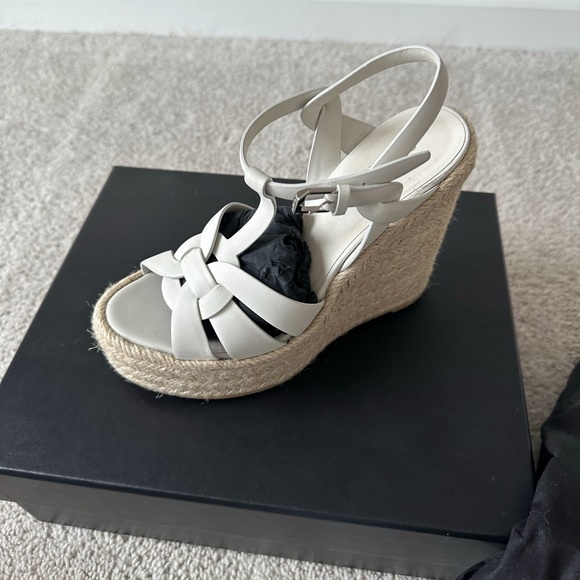 SAINT LAURENT TRIBUTE ESPADRILLES WEDGE WHOTE SIZE 7/37 - Picture 2 of 6